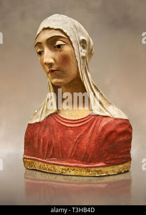 Stucco dipinto il busto di una femmina possibilmente la Vergine dell'Annunciazione o di Santa Caterina da Siena. Fatto a Firenze intorno al 1429- 1484 Da Papiano, Foto Stock