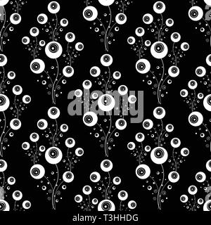 Abstract fiori senza giunture. Moda urban concept. Bianco nero i colori. Illustrazione Vettoriale