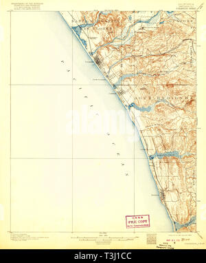 USGS TOPO Map California Oceanside CA 298378 1901 62500 Restauro Foto Stock