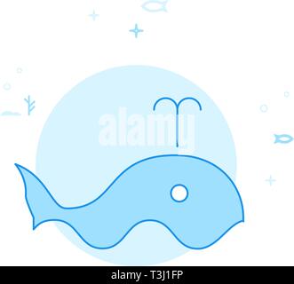 Balena Blu piatto icona Vettore. La vita marina, il mondo sottomarino, creatura del mare illustrazione. Luminoso appartamento stile. Blue Design monocromatico. Corsa modificabile. Adju Illustrazione Vettoriale