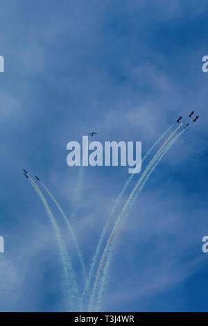Frecce tricolori a Zadar 4. Aprile 2019. battenti con 30 nodi di vento del sud Foto Stock