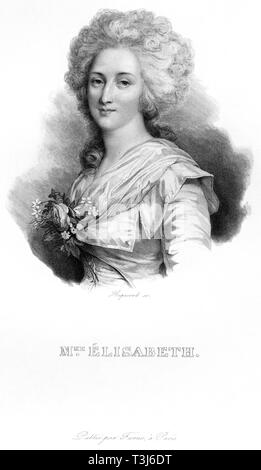 Europa, Frankreich, Madame Élisabeth oder Élisabeth Philippe Marie Hélène de Boubon, Schwester von Ludwig XVi. , Kupferstich von Hopwood, wahrscheinl Foto Stock