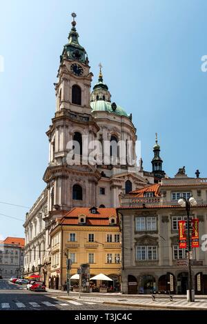 San Nicolò Chiesa, Kleinseitner anello, Kleinseite, Mala Strana di Praga, Boemia, Repubblica Ceca Foto Stock