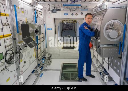 Matthias Maurer, Astronauta, in astronave EAC, centro di formazione per gli astronauti, Colonia, Germania Foto Stock