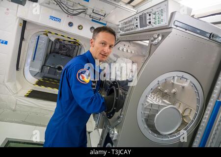 Matthias Maurer, Astronauta, in astronave EAC, centro di formazione per gli astronauti, Colonia, Germania Foto Stock