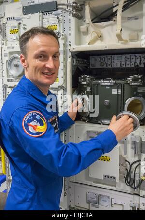 Matthias Maurer, Astronauta, in astronave EAC, Biolab Training Facility, centro di formazione per gli astronauti, Colonia, Germania Foto Stock