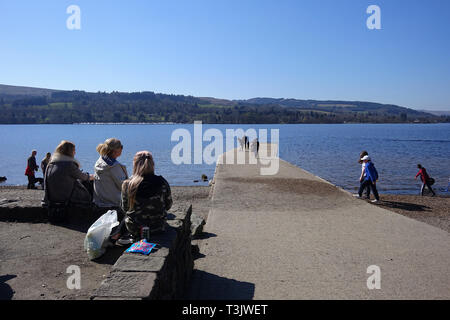 Balloch Country Park, Regno Unito. Decimo Apr, 2019. Splendido sole primaverile a Balloch Castle Country Park Da Loch Lomond. Credito: ALAN OLIVER/Alamy Live News Foto Stock