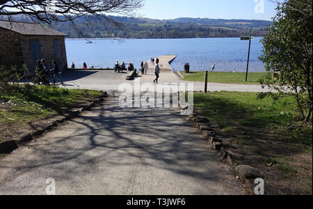 Balloch Country Park, Regno Unito. Decimo Apr, 2019. Splendido sole primaverile a Balloch Castle Country Park Da Loch Lomond. Credito: ALAN OLIVER/Alamy Live News Foto Stock