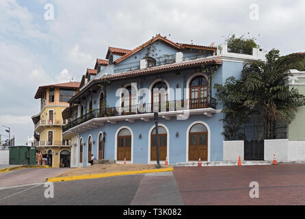 Bellissima casa storica facciata nel casco viejo Panama city Foto Stock