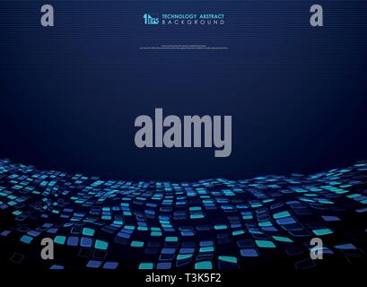 Abstract blue square battenti design pattern di sfondo di tecnologia. È possibile utilizzare per inserzione, poster, artwork, relazione annuale. stampa. illustrazione vettore Illustrazione Vettoriale