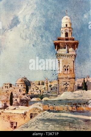 'Un minareto nell'angolo nord-ovest dell'Area del tempio", 1902. Creatore: Giovanni Fulleylove. Foto Stock