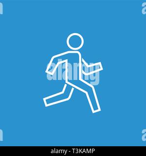 Uomo che corre e la relativa icona. Semplice simbolo di eseguire isolato su uno sfondo bianco. Vettore Illustrazione Vettoriale
