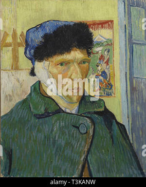 Autoportrait à l'oreille bandée (Autoritratto con orecchio bendato), 1889. Creatore: Gogh, Vincent van (1853-1890). Foto Stock