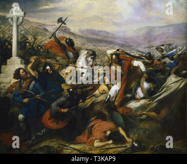 Charles Martel nella battaglia di Tours , 1837. Creatore: Steuben, Charles de (1788-1856). Foto Stock