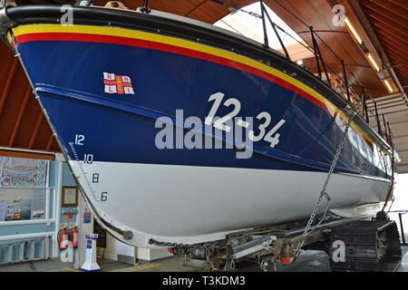 La scialuppa di salvataggio RNLI Stazione, Aldeburgh, Suffolk, Regno Unito Foto Stock