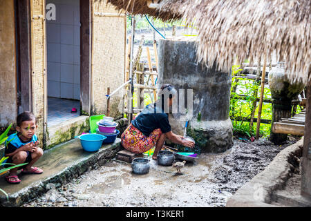 Il villaggio Sasak Ende in Lombok, Indonesia, Asia Foto Stock