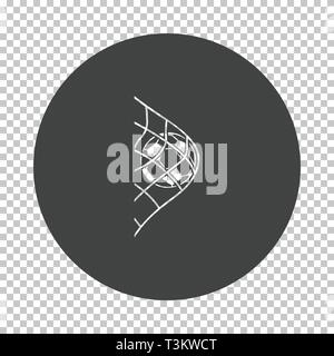 Pallone da calcio in gate icona net. Sottrarre il design stencil sulla griglia tranparency. Illustrazione Vettoriale. Illustrazione Vettoriale