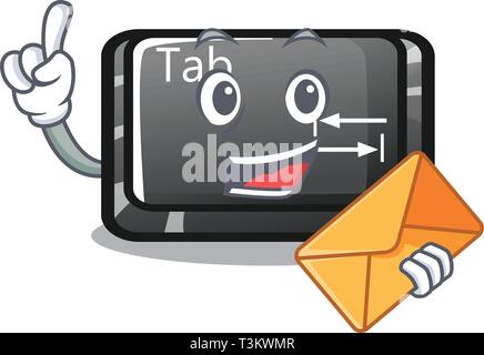 Con il tasto Busta scheda in forma cartoon Illustrazione Vettoriale