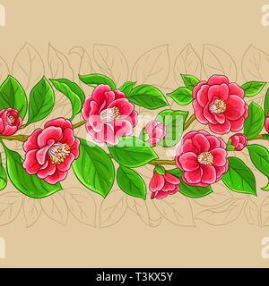 Camellia vector pattern sul colore di sfondo Illustrazione Vettoriale