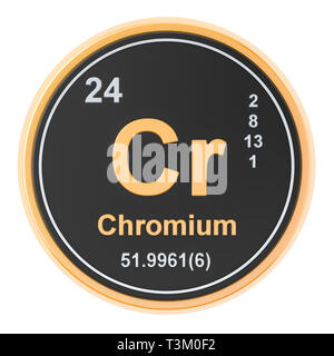 Di cromo Cr elemento chimico. 3D rendering isolati su sfondo bianco Foto Stock
