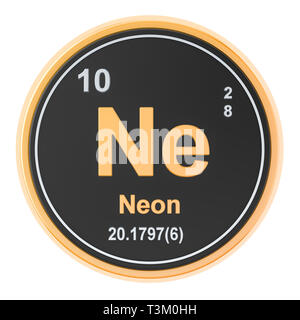 Il Neon Ne elemento chimico. 3D rendering isolati su sfondo bianco Foto Stock