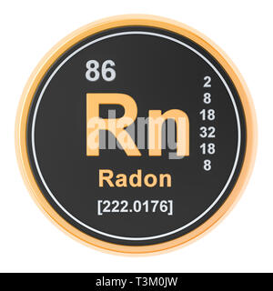 Rn Radon elemento chimico. 3D rendering isolati su sfondo bianco Foto Stock