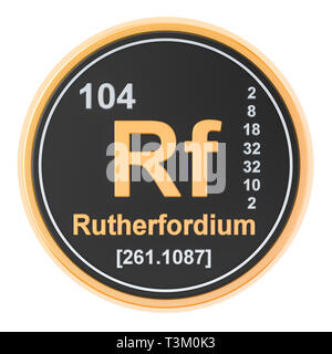 Rutherfordio Rf elemento chimico. 3D rendering isolati su sfondo bianco Foto Stock