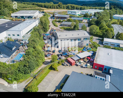 Vista aerea della zona industriale di Gummersbach-Windhagen. Foto Stock