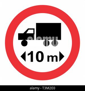 Illustrazione della massima lunghezza del veicolo segno di traffico su sfondo bianco Illustrazione Vettoriale