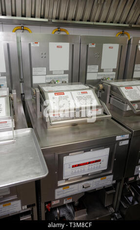 Friggitrice sul ristorante cucina, tutti i marchi rimosso Foto Stock