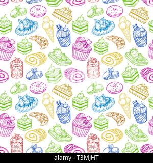 Seamless pattern fatta di pasta o prodotti da forno Illustrazione Vettoriale