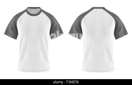 Wjote t-shirt con il grigio o manicotto grigio e u-collo Illustrazione Vettoriale