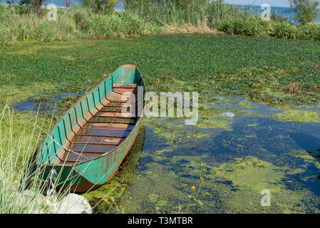 La pesca in barca sul Lago Erhai, Shuanglang, Yunnan, Cina Foto Stock