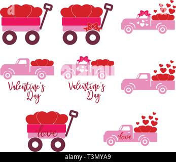 Valentines Vintage carrello. Il giorno di San Valentino Illustrazione Vettoriale