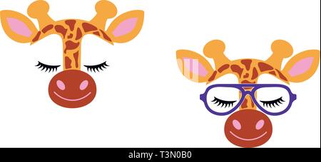 Facce Giraffe clipart vettoriali Illustrazione Vettoriale