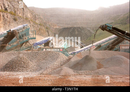 Hanson aggregati a Machen cava in Newport South Wales. 05/10/2005 Foto Stock