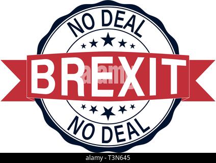 No deal Brexit inchiostro rosso timbro di gomma su sfondo bianco Illustrazione Vettoriale