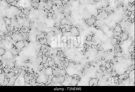 Texture in marmo. Grigio naturale volute e increspature su sfondo bianco. Configurazione astratta. Foto Stock