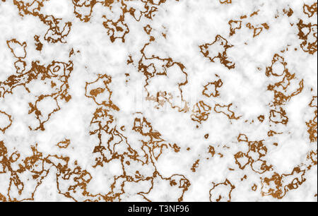 Texture in marmo. Natural grigio e oro volute e increspature su sfondo bianco. Configurazione astratta. Foto Stock