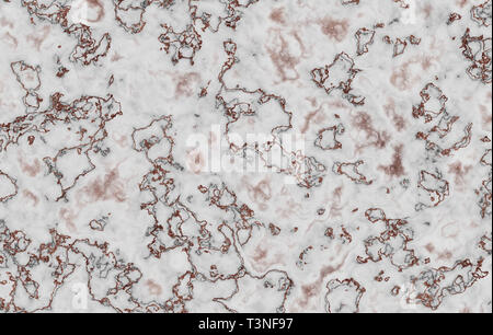 Texture in marmo. Natural grigio e oro volute e increspature su sfondo bianco. Configurazione astratta. Foto Stock