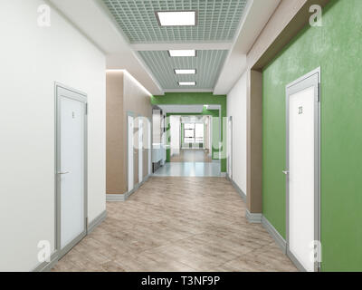 L'interno dell'ospedale. 3D render. Foto Stock