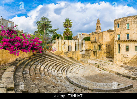 Antico Teatro romano a Lecce, Puglia, Italia meridionale Foto Stock