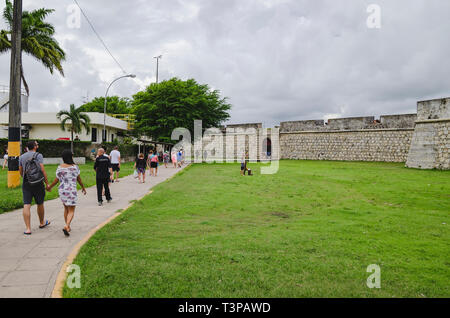 Cabedelo - PB, Brasile - 23 Febbraio 2019: monumento storico di Paraiba stato chiamato Fortaleza de Santa Catarina. Foto Stock