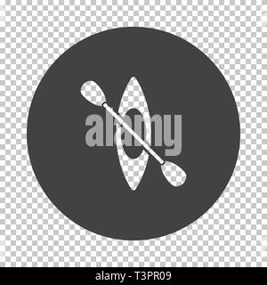 I kayak e pagaia icona. Sottrarre il design stencil sulla griglia tranparency. Illustrazione Vettoriale. Illustrazione Vettoriale