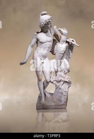 Romano scultura in marmo di Ganimede con un'aquila, un secondo ANNUNCIO di secolo copia da un originale del II secolo a.c. tardo Hellanistic originale greco, inv 6405, NAP Foto Stock