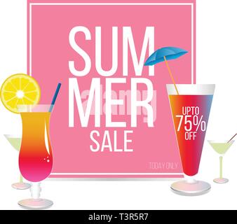 Estate vendita progettazione, calda estate vendita banner modello Illustrazione Vettoriale