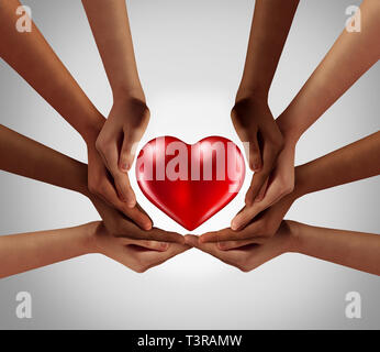 La filantropia e filantropiche di comunità di condivisione e di tipo supporto come un simbolo per il sociale gruppo caritativo o gentilezza psicologia. Foto Stock