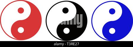 Yin Yang simboli set multicolore vettore icona Illustrazione Vettoriale