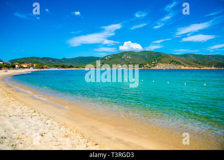 La spiaggia di Marina di campo in Isola d'Elba, Toscana, Italia. Foto Stock