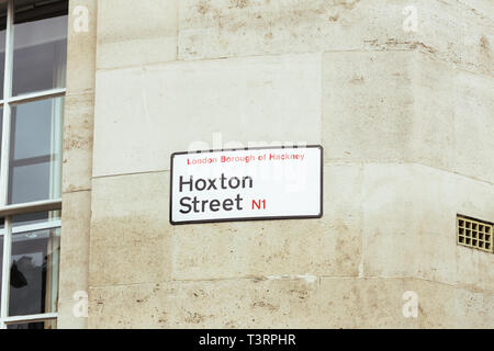 Hoxton Street nome sign, London Borough of Hackney, Regno Unito Foto Stock